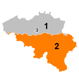 Harta administrativa Belgia impartita pe regiuni